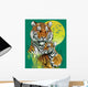 Tiger Family in Jungle Vector Illustration Wall Mural