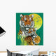 Tiger Family in Jungle Vector Illustration Wall Mural
