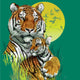 Tiger Family in Jungle Vector Illustration Wall Mural