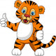 Cute Young Tiger Cartoon Expression Wall Decal