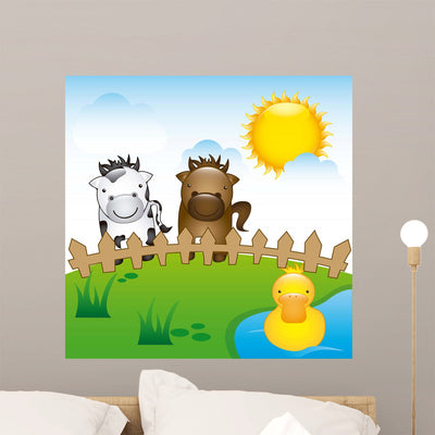 Farm Animals shown on a wall