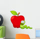 Illustration of Cartoon Worm with Apple Wall Decal