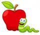 Illustration of Cartoon Worm with Apple Wall Decal