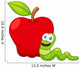 Illustration of Cartoon Worm with Apple Wall Decal