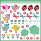 Scrapbook Elements With Birds and Insects Wall Decal