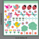 Scrapbook Elements With Birds and Insects Wall Decal