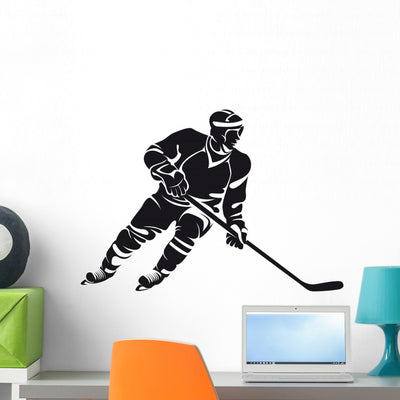 Hockey Player Silhouette shown on a wall
