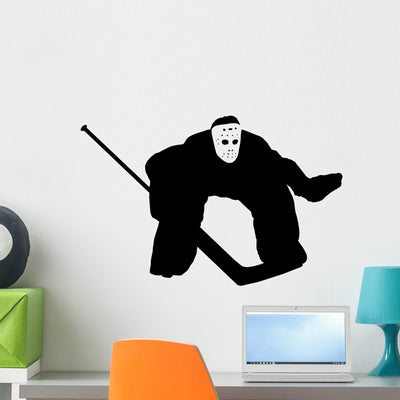 Ice Hockey Goalie Wall Decal shown on a wall