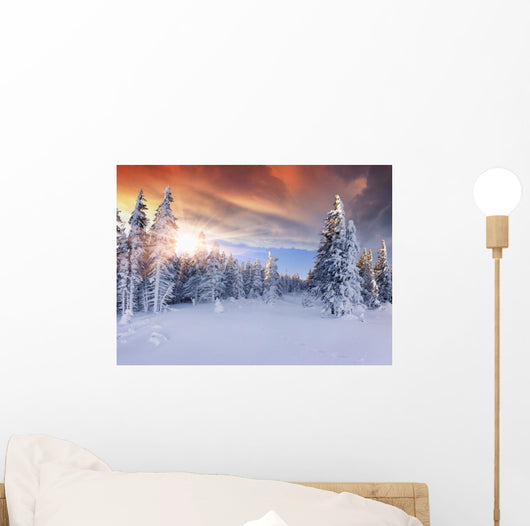 Beautiful Winter Sunrise Mountains