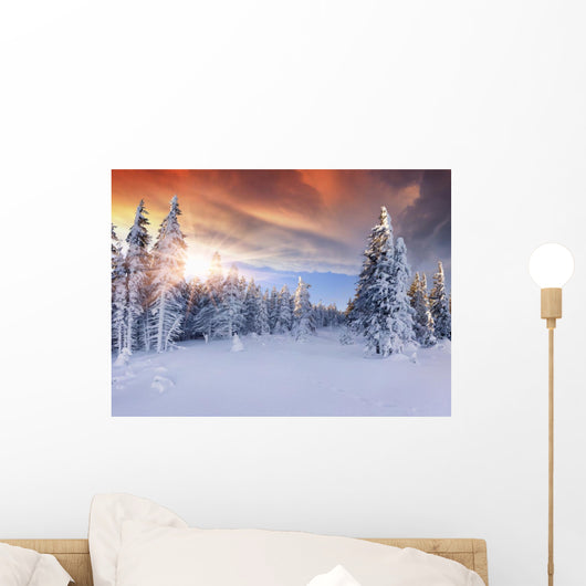 Beautiful Winter Sunrise Mountains