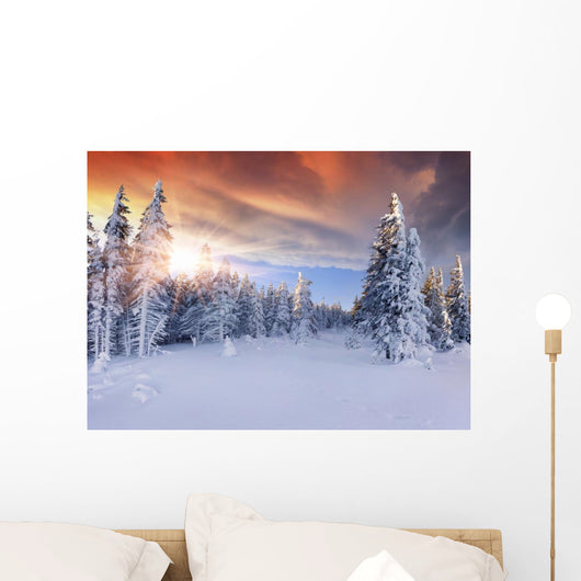 Beautiful Winter Sunrise Mountains