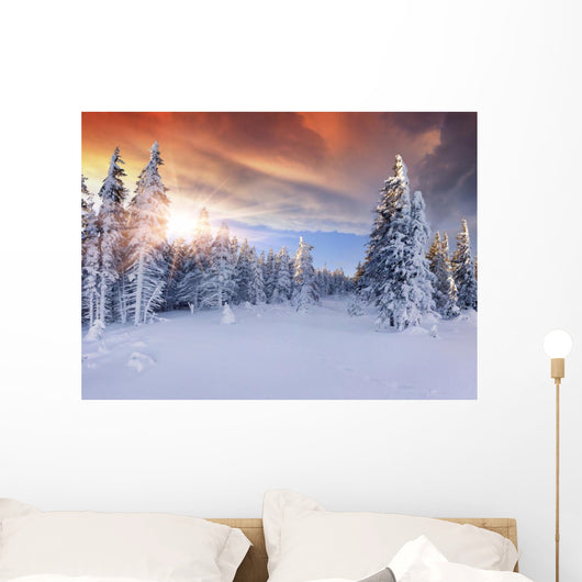 Beautiful Winter Sunrise Mountains