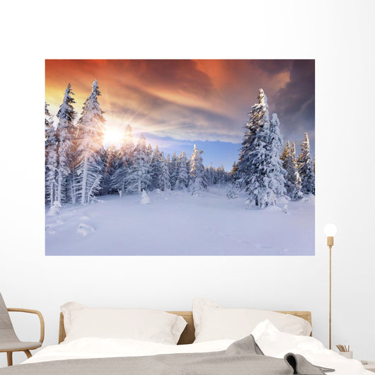 Beautiful Winter Sunrise Mountains