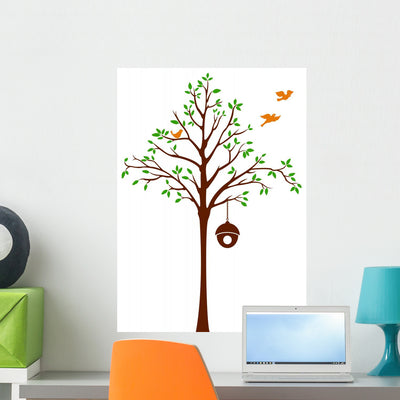 Birds Leaving Tree and shown on a wall