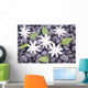White Jasmine Flowers and Leaves over Zen Stones Background Wall Mural