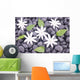 White Jasmine Flowers and Leaves over Zen Stones Background Wall Mural