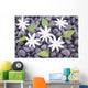 White Jasmine Flowers and Leaves over Zen Stones Background Wall Mural