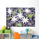 White Jasmine Flowers and Leaves over Zen Stones Background Wall Mural