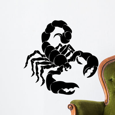 Stylised Scorpion Illustration Wall Decal shown on a wall