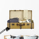 Old Vintage Suitcase Ski Wall Mural