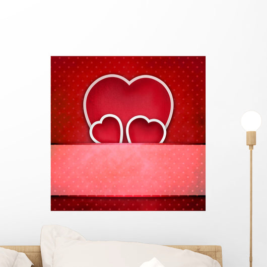 Valentine Three Hearts over Wall Mural