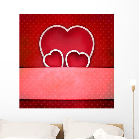 Valentine Three Hearts over Wall Mural