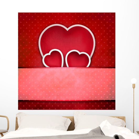 Valentine Three Hearts over Wall Mural