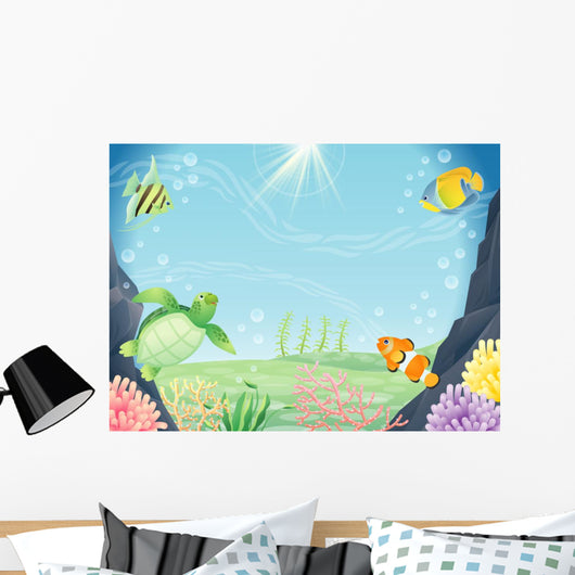 Friends and space of the sea Wall Mural