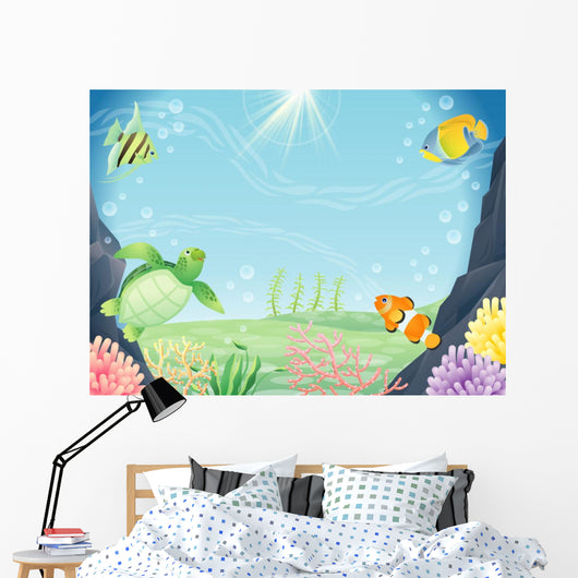 Friends and space of the sea Wall Mural