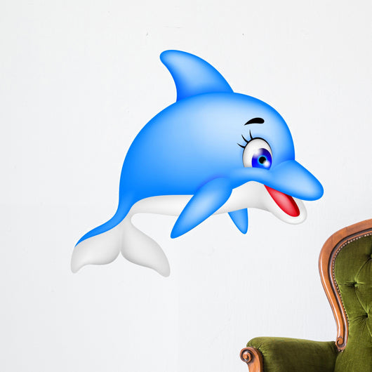 funny dolphin cartoon Wall Decal