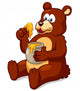 Illustration of Bear Eating Honey Vector Wall Decal