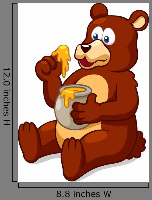 Illustration of Bear Eating Honey Vector Wall Decal