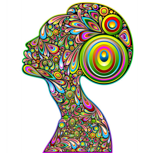 Psychedelic Woman Portrait Design-Woman Portrait Psychedelic Wall Decal