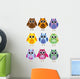 Colorful Owls on a White Background Wall Decal