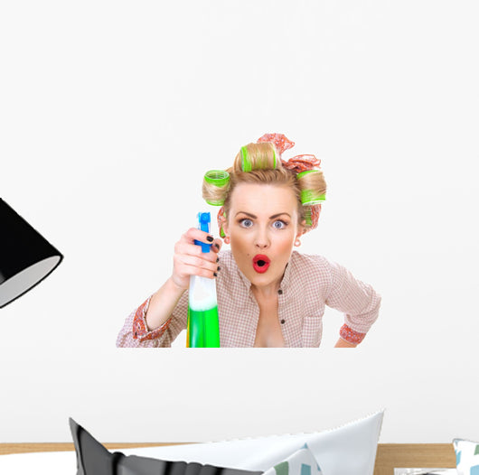 Surprised Housewife Woman Spraying