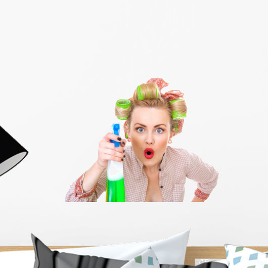 Surprised Housewife Woman Spraying