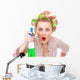Surprised Housewife Woman Spraying