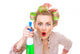 Surprised Housewife Woman Spraying