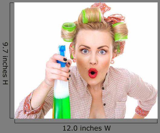 Surprised Housewife Woman Spraying