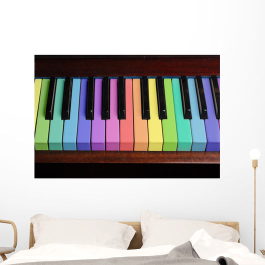 retro rainbow piano background Wall Mural