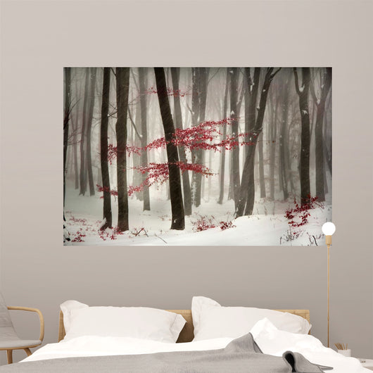 Winter calm day in the forest Wall Mural
