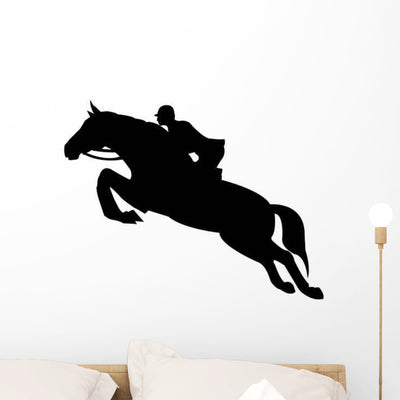 Jumping Horse Silhouette Wall Decal shown on a wall
