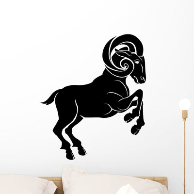 Stylized Ram Wall Decal shown on a wall