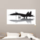 Military Aircraft Vector Silhouette With Reflection Wall Decal
