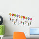 Little Men with Balloons Wall Decal Sticker Set