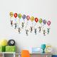 Little Men with Balloons Wall Decal Sticker Set