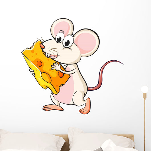 A mouse eating cheese Wall Decal