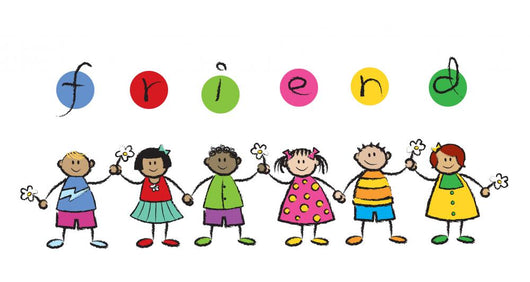 We are FRIENDS! - cartoon illustration of multi racial kids Wall Decal