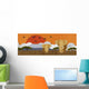 Elephant Safari Sunrise Wall Decal Panoramic Wall Decal