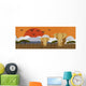 Elephant Safari Sunrise Wall Decal Panoramic Wall Decal